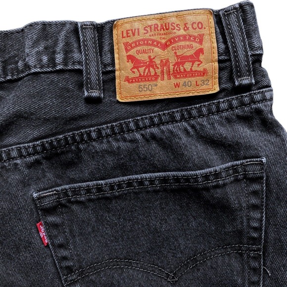Levi's 550 Jeans Mens 40 x 32 Relaxed Fit Tapered Leg Black Denim Red Tab EUC - Picture 7 of 8
